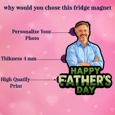 Personalized Happy Fathers Day Photo Fridge Magnet for Dad Room Decor for Papa from Daughter & Son